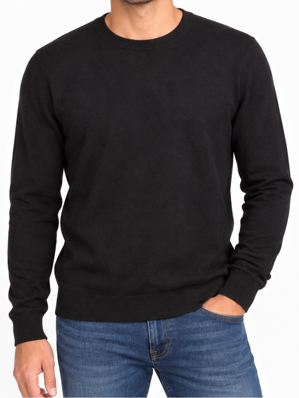 100% Merino Wool The Men's Store Bloomingdale's Crewneck Sweater Black XL